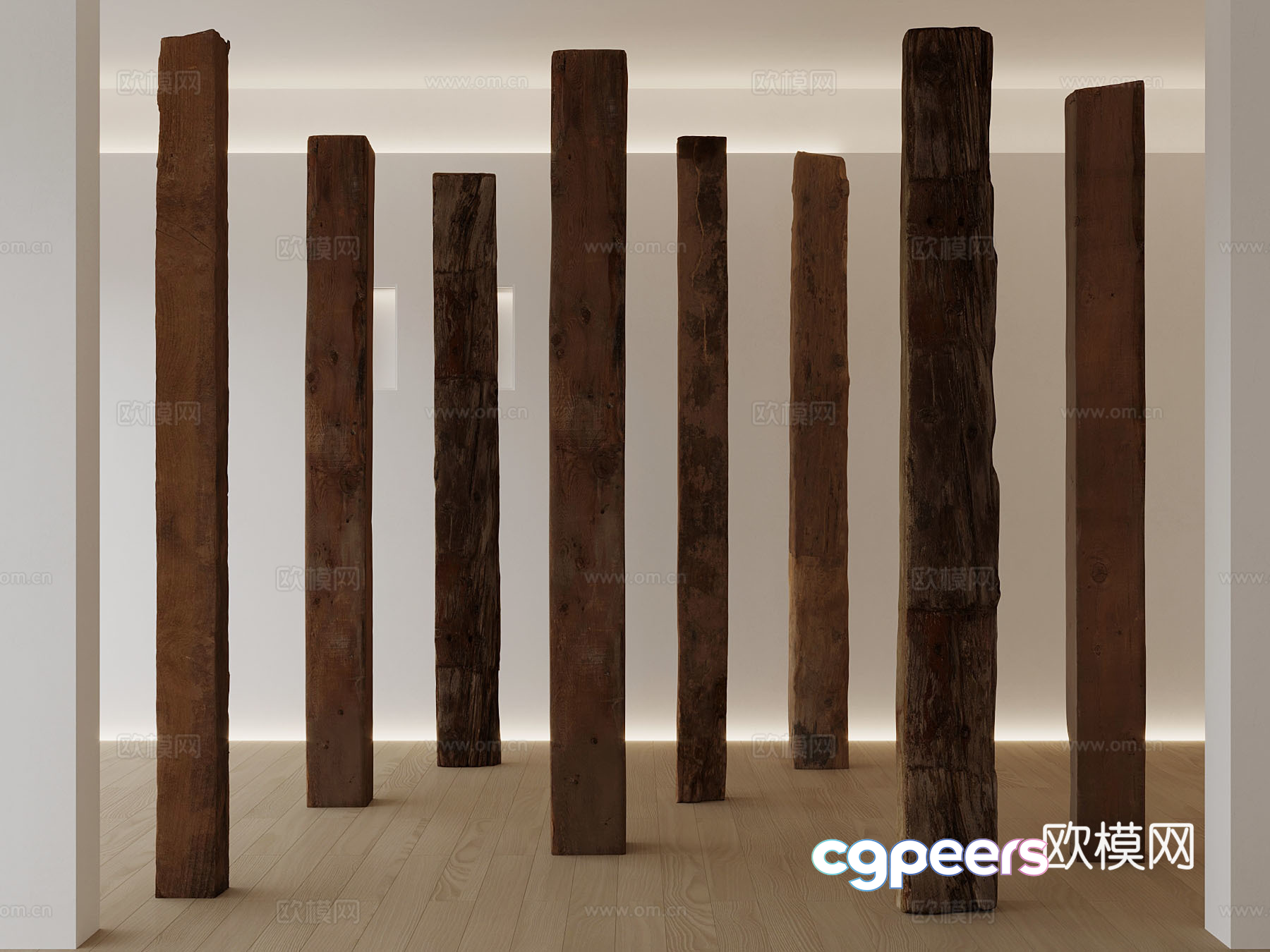 Wooden Pillars In A Room 3D Model - 12246 - VRAY Render Wooden Pillars In A Room 3D Model - 12246 - VRAY Render