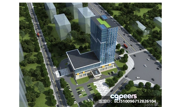A 3D Rendering Of A Modern Building With A Large Parking Lot And 3D Model - 8242 - VRAY Render A 3D Rendering Of A Modern Building With A Large Parking Lot And 3D Model - 8242 - VRAY Render