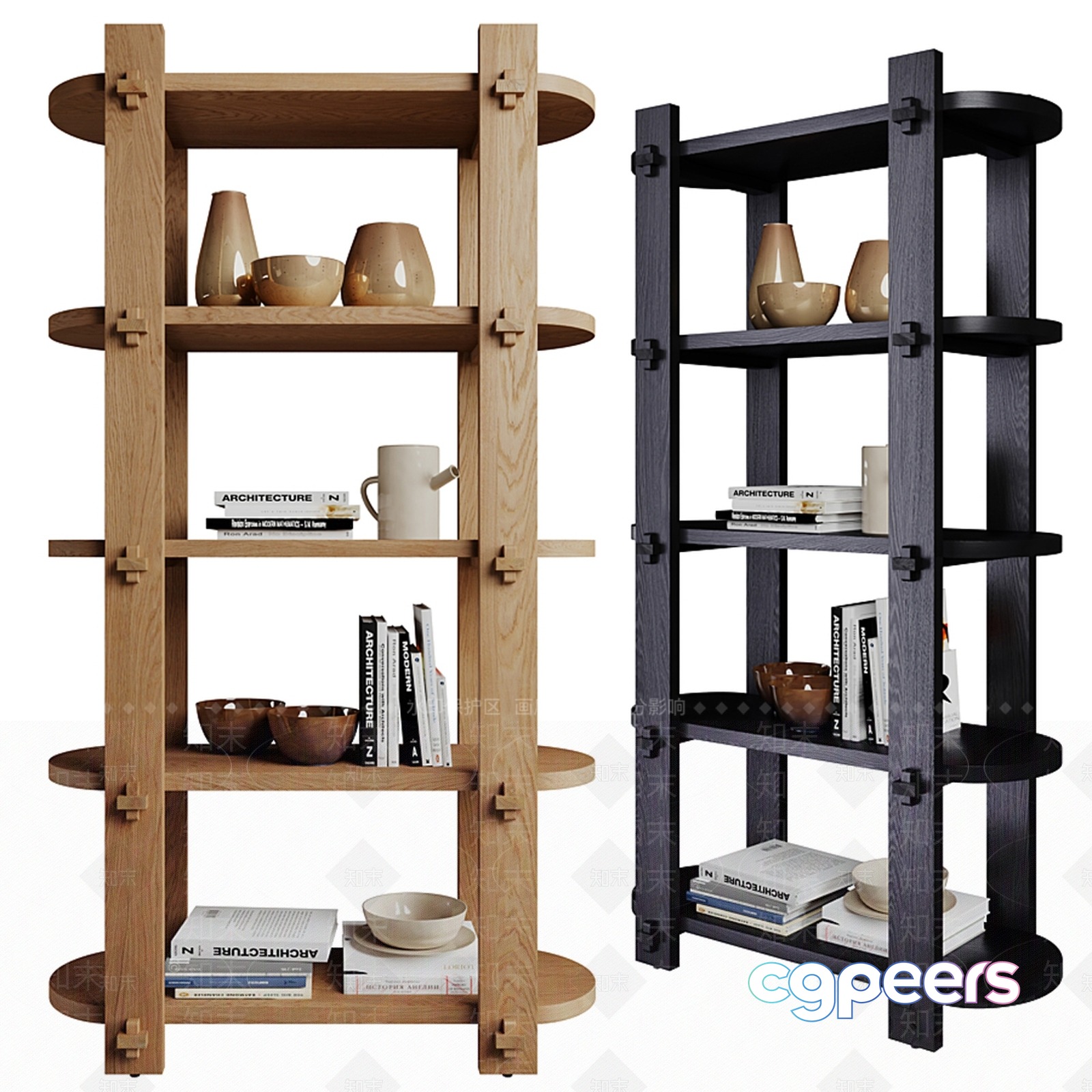 Wooden Bookshelf 3D Model - 6850 - VRAY Render Wooden Bookshelf 3D Model - 6850 - VRAY Render