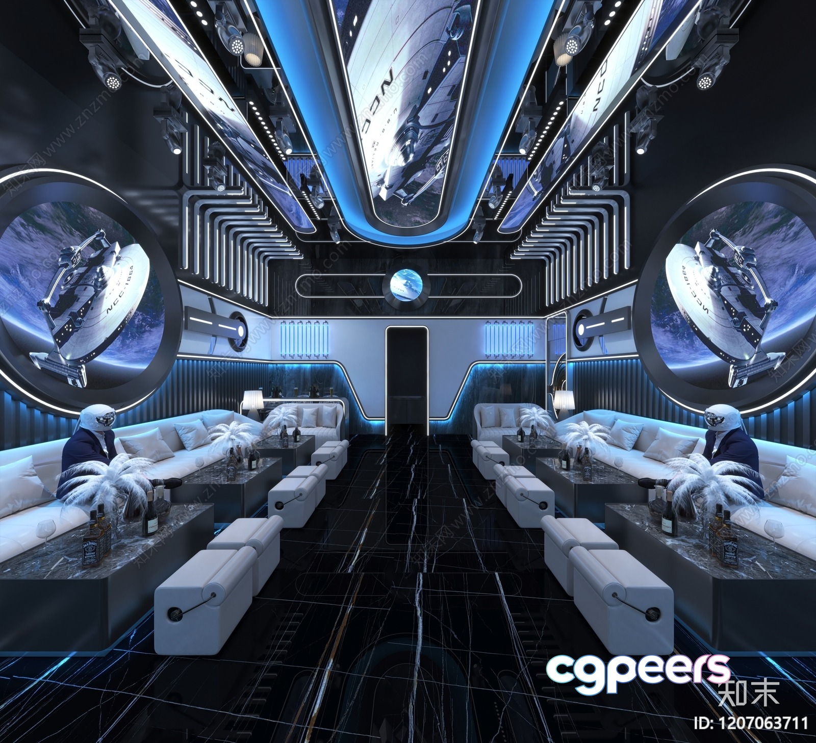 Space-Themed Lounge 3D Model - 7878 - VRAY Render