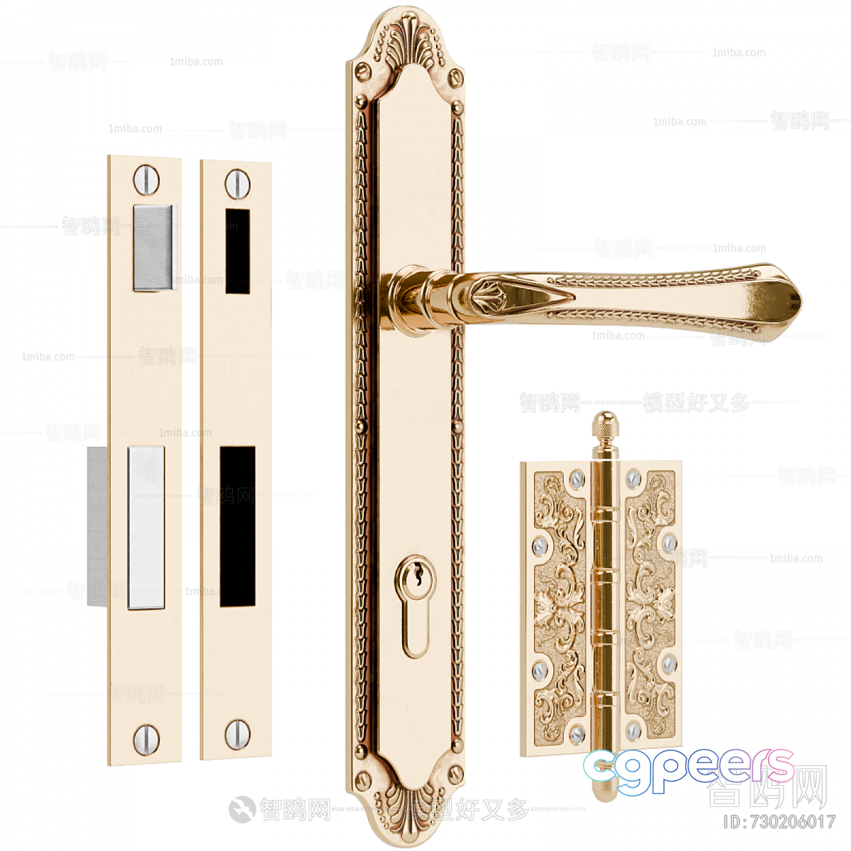 Gold Door Handle 3D Model - 13171 - CORONA Render