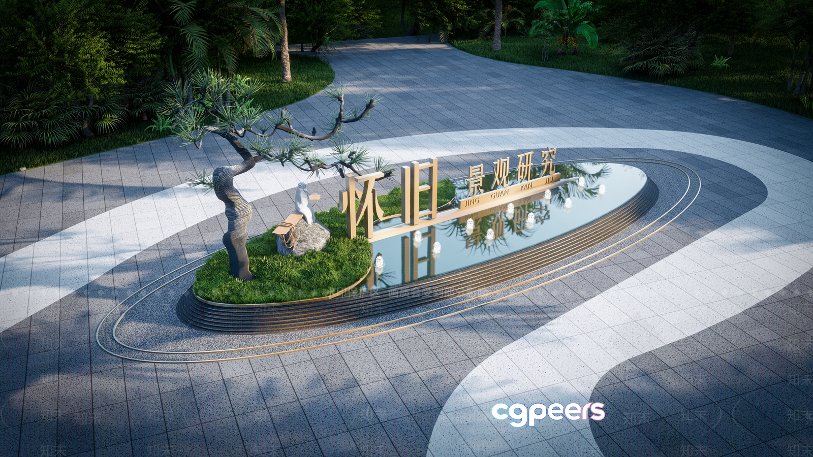 A Serene Japanese Garden With A Pond 3D Model - 17699 - VRAY Render A Serene Japanese Garden With A Pond 3D Model - 17699 - VRAY Render