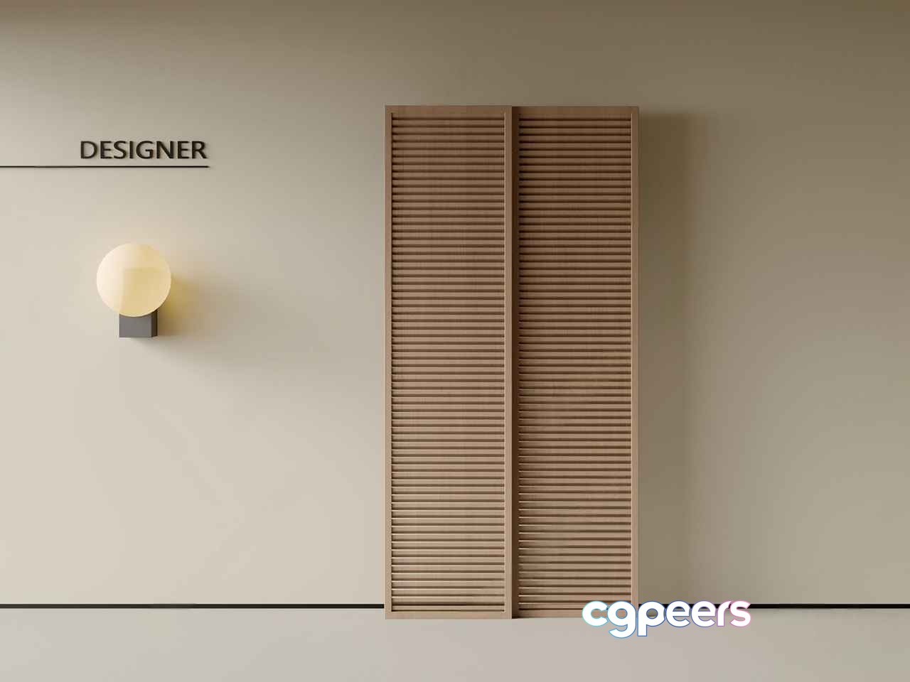 A Wall With A Light Fixture And A Shutter 3D Model - 22657 - VRAY Render