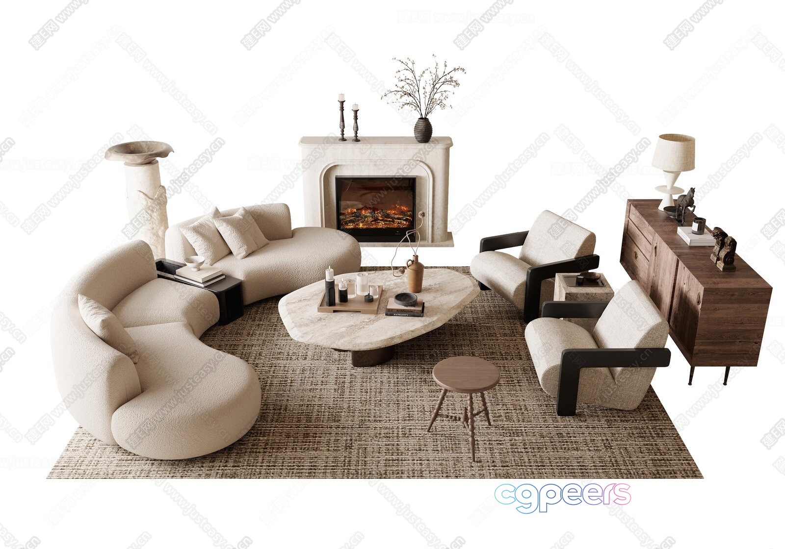 Modern Living Room 3D Model - 5268 - CORONA Render Modern Living Room 3D Model - 5268 - CORONA Render