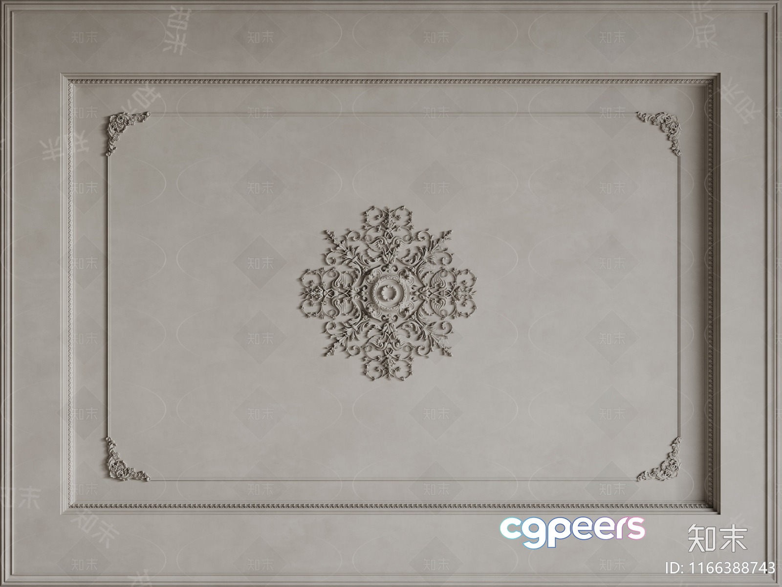 A Decorative Ceiling Medallion 3D Model - 17150 - VRAY Render