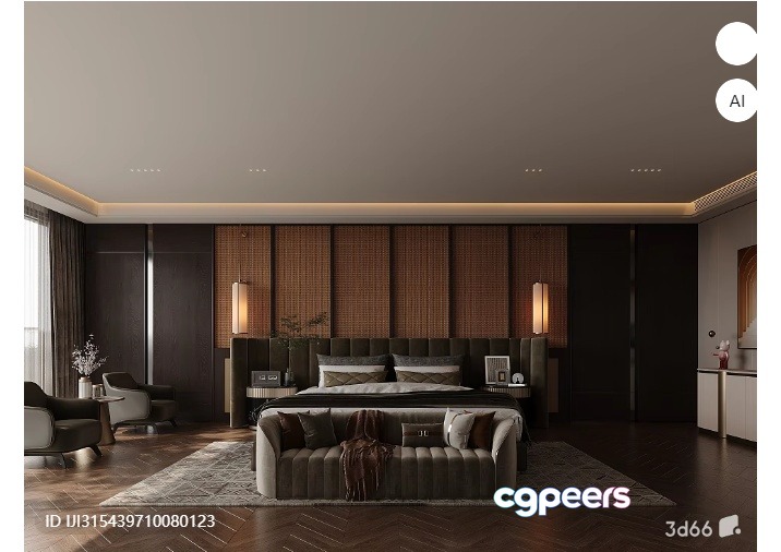Modern Bedroom 3D Model - 1928 - VRAY Render