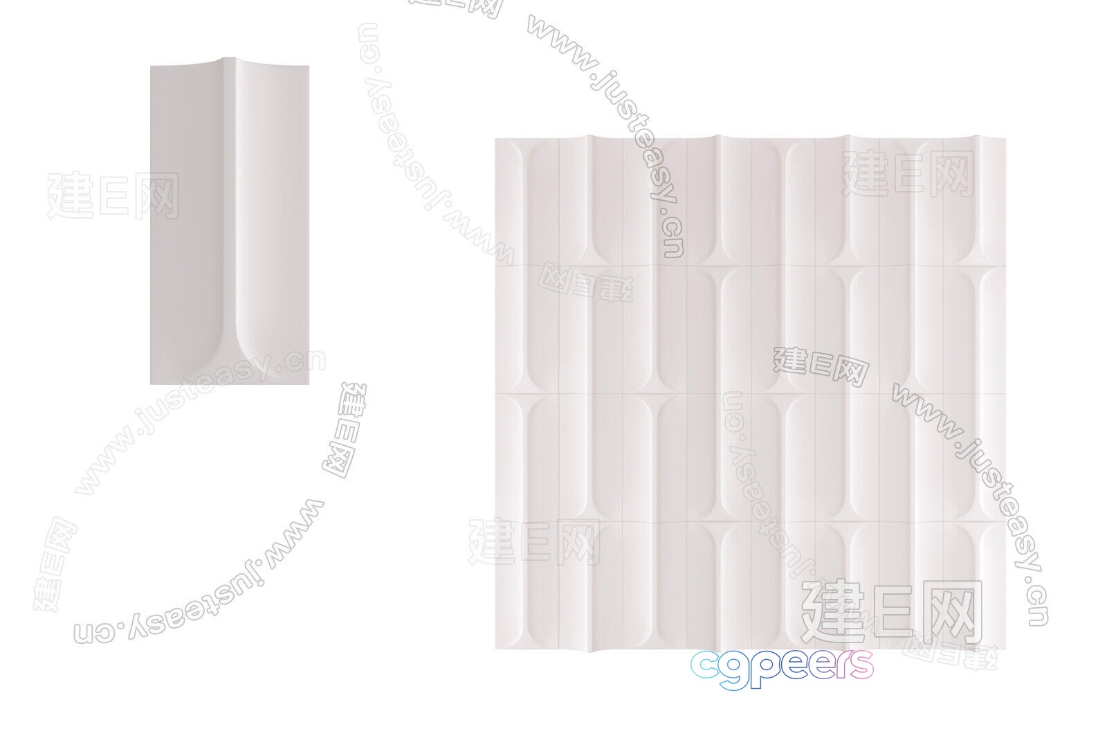 The Image Features A White Wall With A Decorative Design 3D Model - 708 - VRAY Render