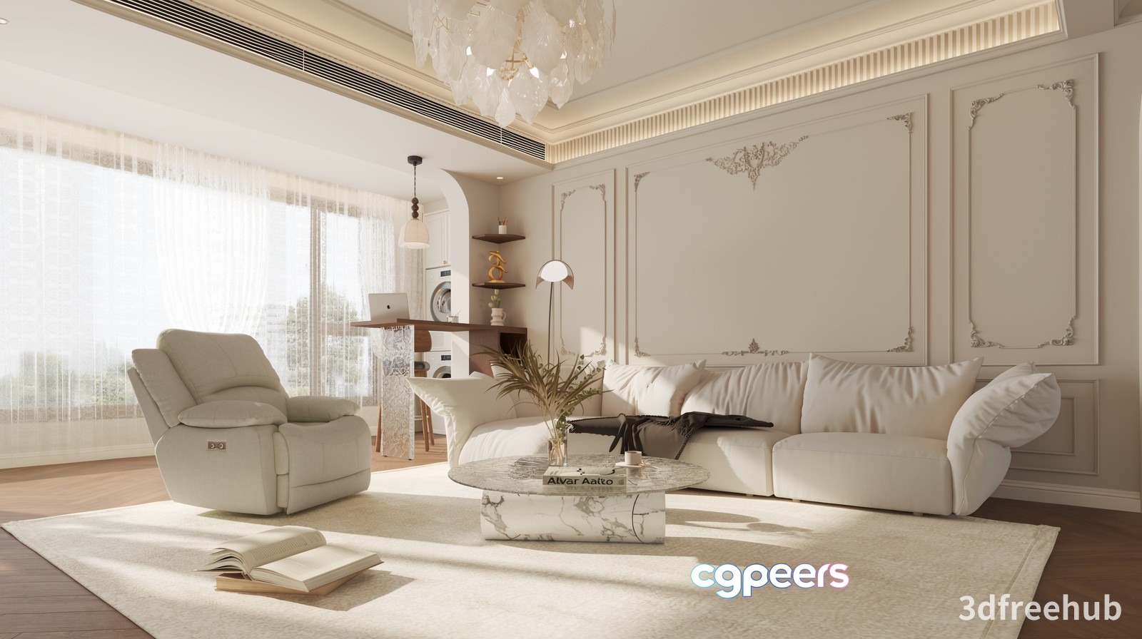 White Living Room 3D Model - 18947 - VRAY Render White Living Room 3D Model - 18947 - VRAY Render