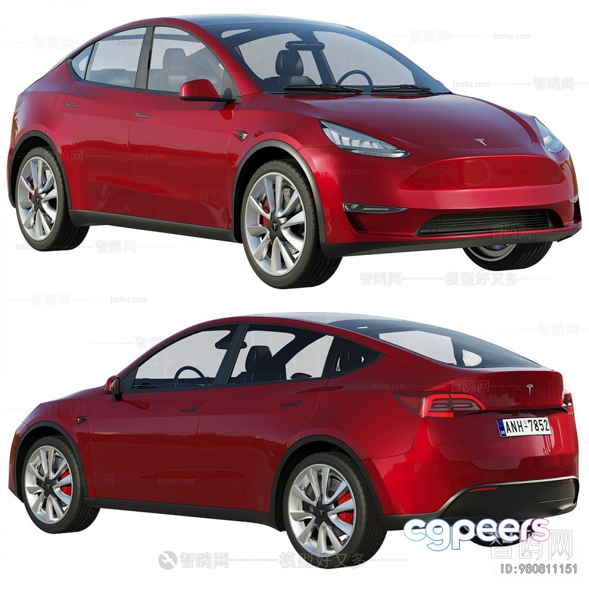 A Red Tesla 3D Model - 2219 - VRAY Render A Red Tesla 3D Model - 2219 - VRAY Render