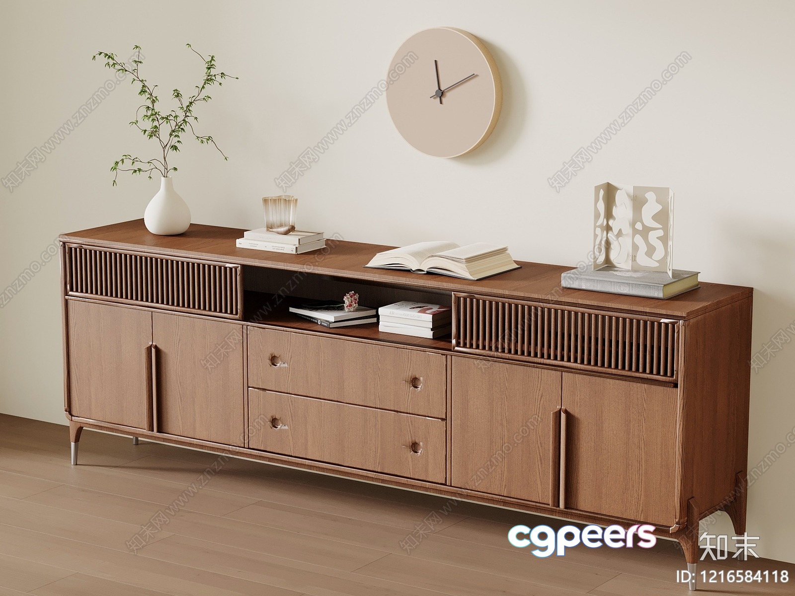 A Mid-Century Modern Sideboard 3D Model - 18440 - VRAY Render A Mid-Century Modern Sideboard 3D Model - 18440 - VRAY Render