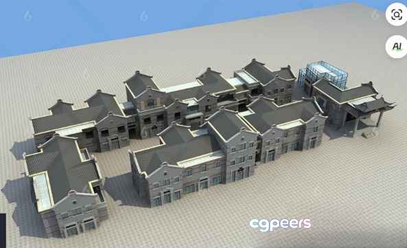 A 3D Rendering Of A Large House 3D Model - 6677 - VRAY Render A 3D Rendering Of A Large House 3D Model - 6677 - VRAY Render