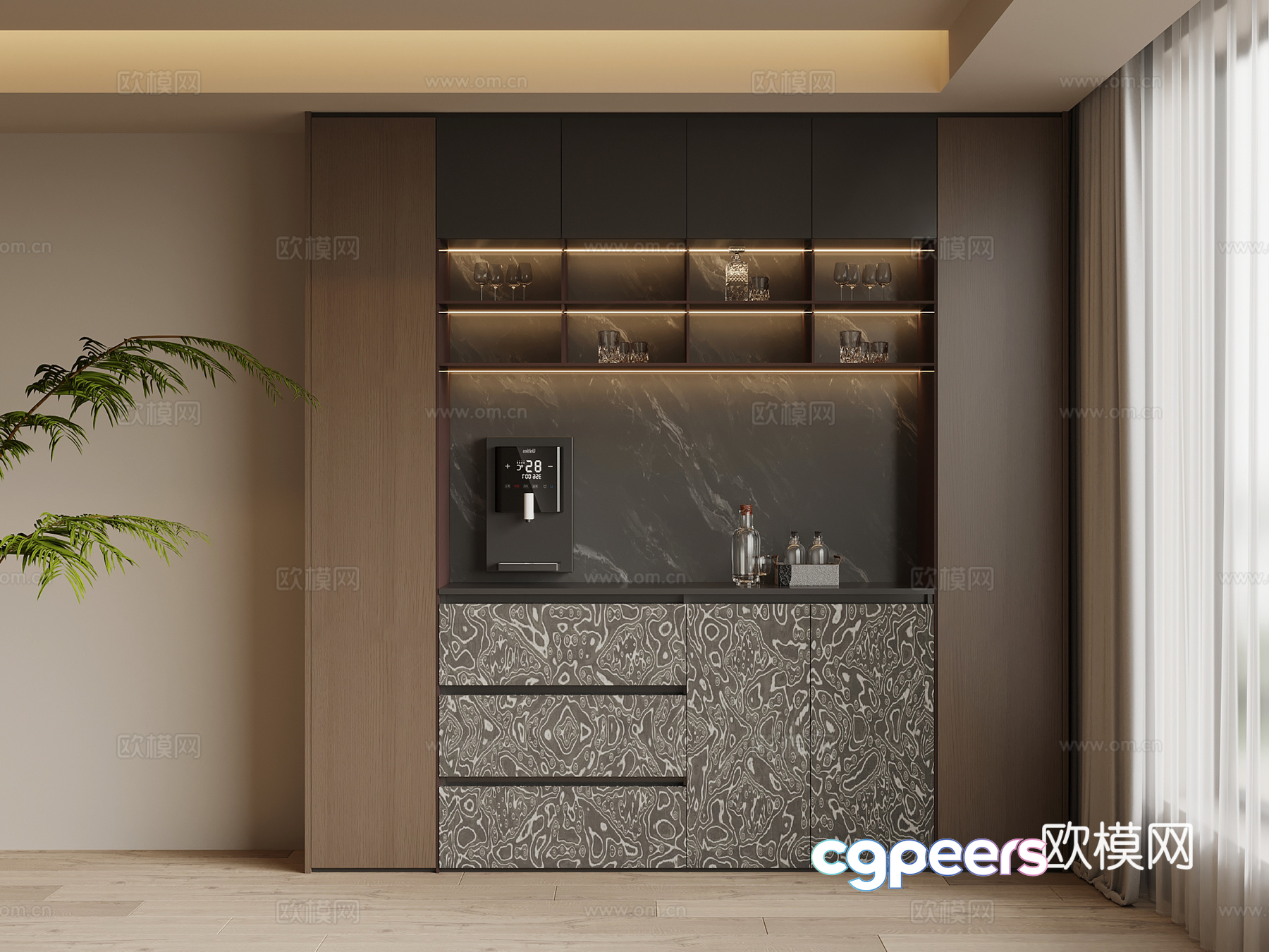 Modern Kitchen Decor 3D Model - 11174 - VRAY Render