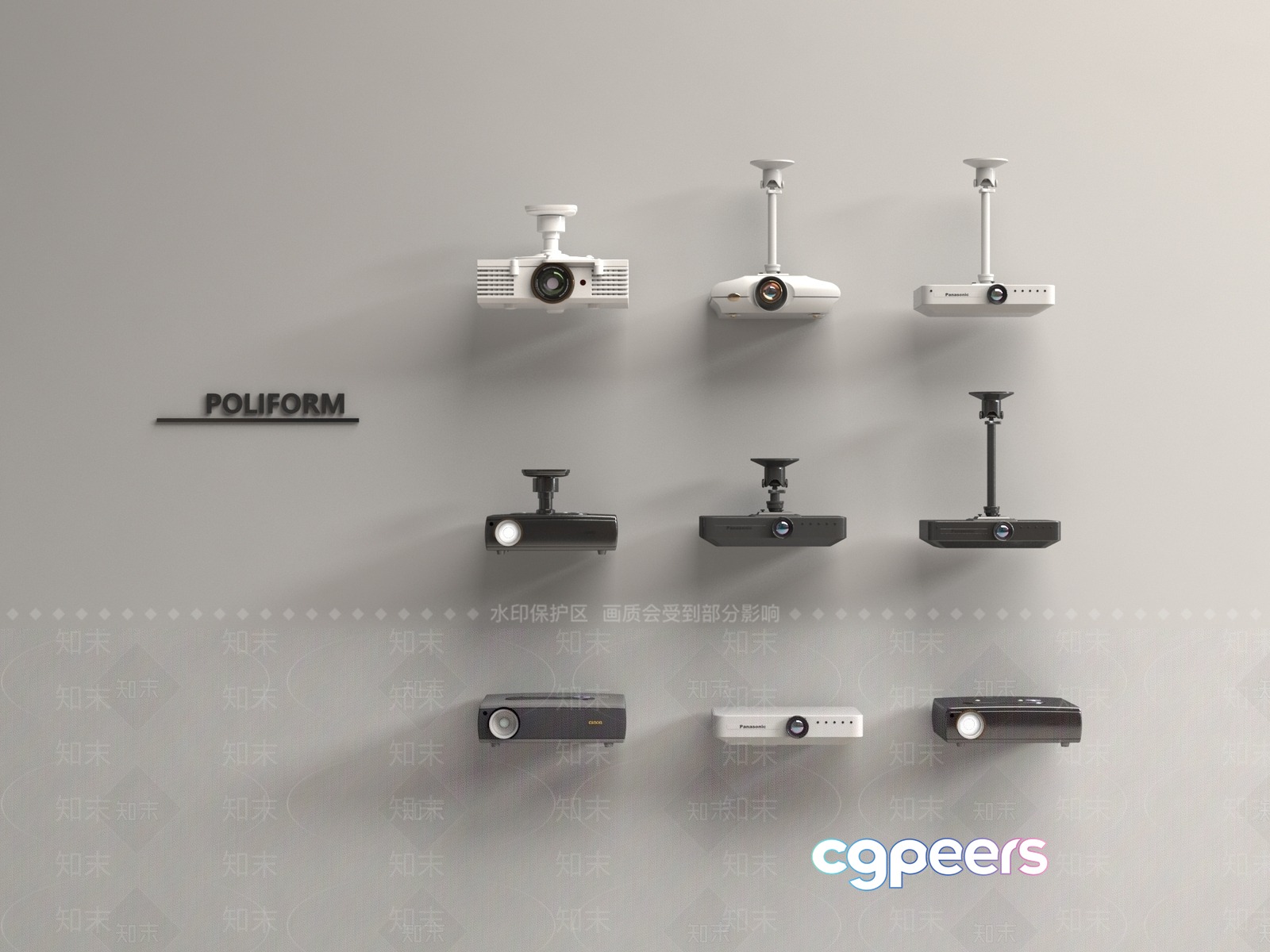 White Projectors 3D Model - 9503 - VRAY Render White Projectors 3D Model - 9503 - VRAY Render