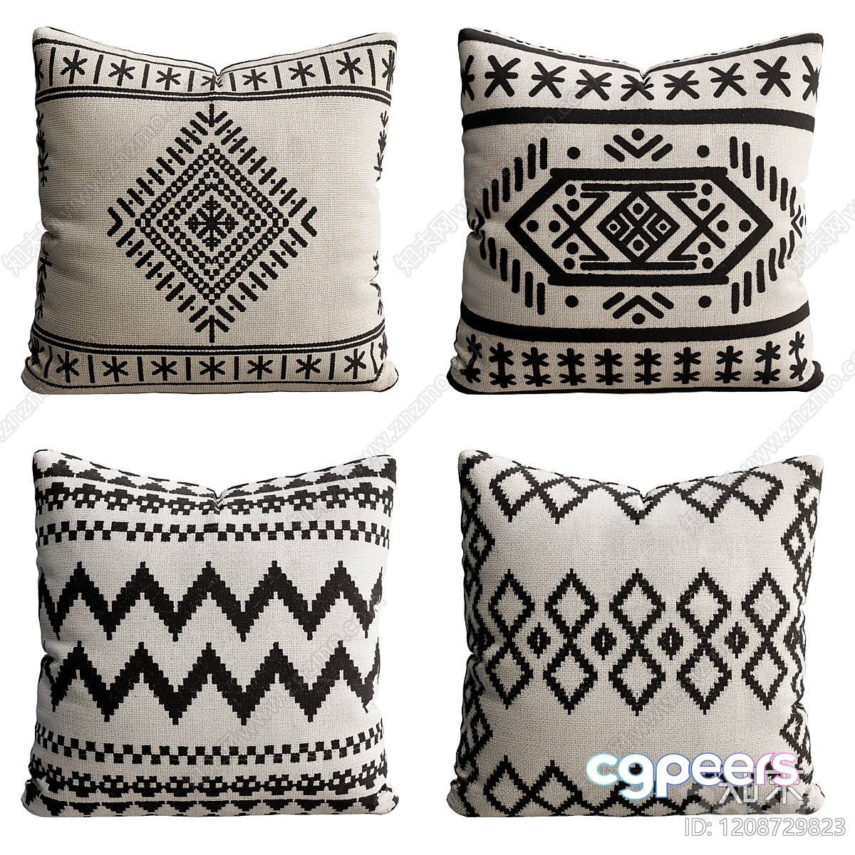 Black And White Throw Pillows 3D Model - 18778 - CORONA Render Black And White Throw Pillows 3D Model - 18778 - CORONA Render