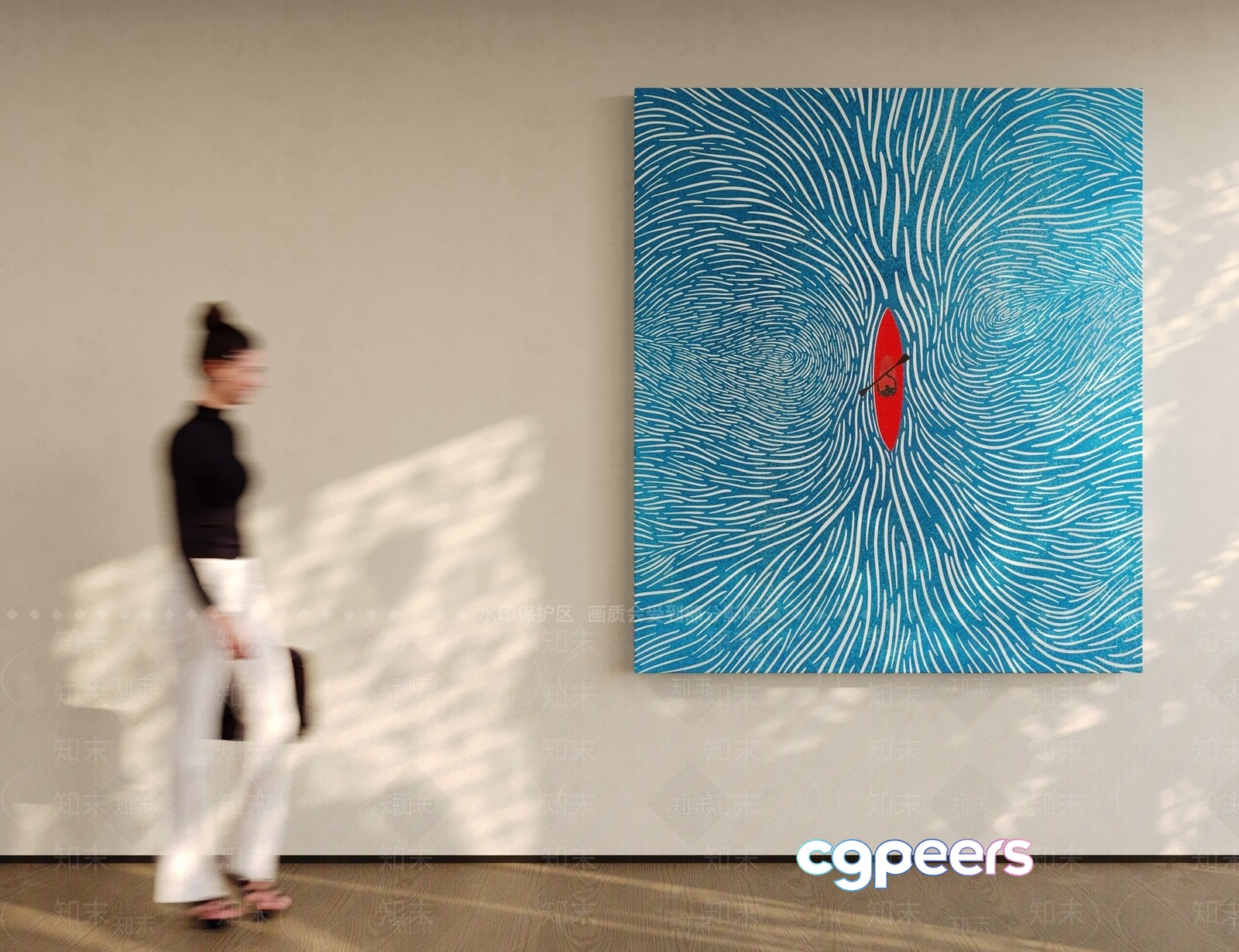 The Single Main Subject Is A Person Walking Past A Painting 3D Model - 18404 - VRAY Render