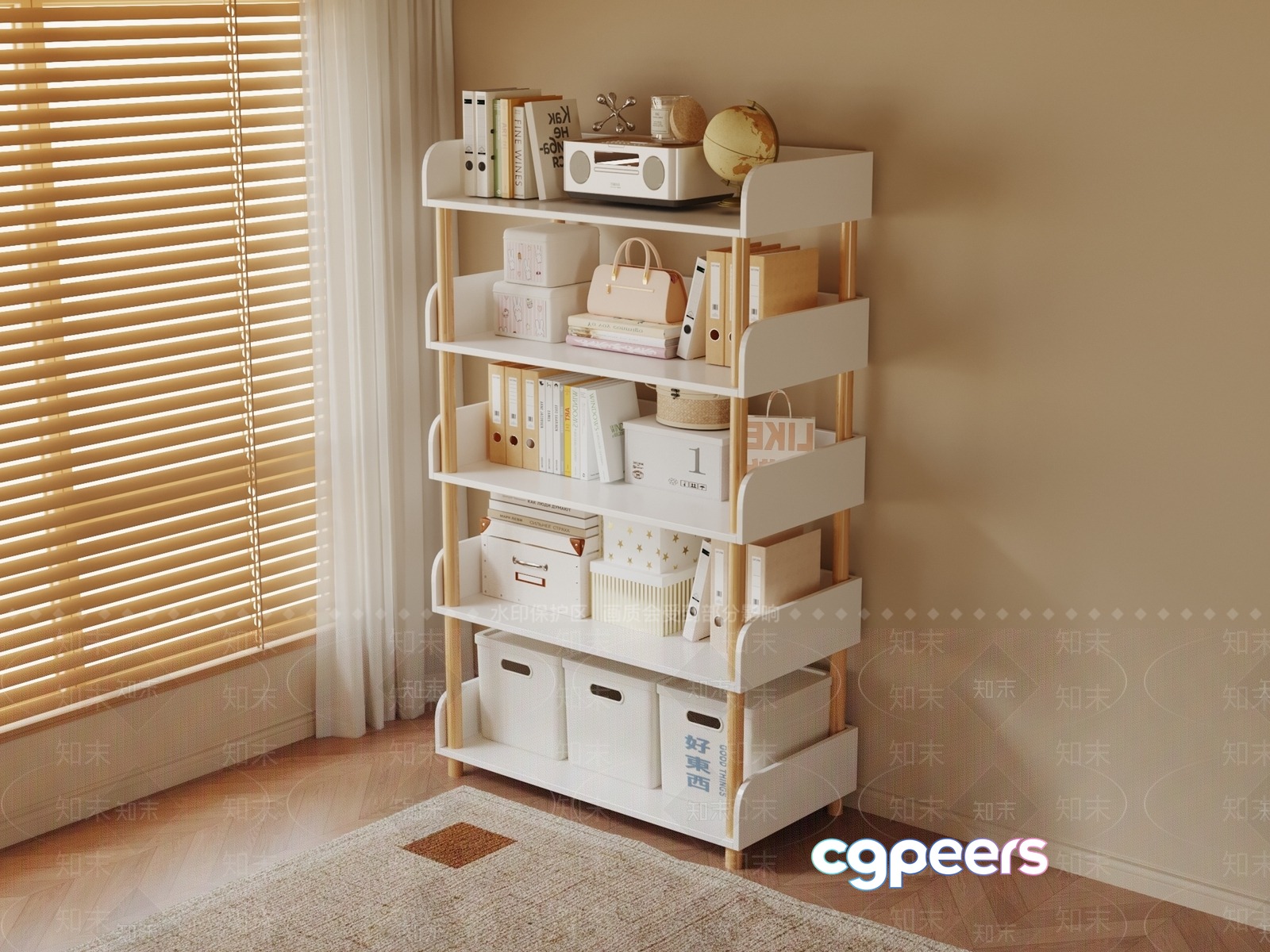 White Shelving Unit 3D Model - 7865 - VRAY Render