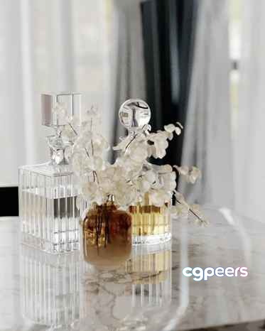 White Orchid Vase 3D Model - 7316 - VRAY Render