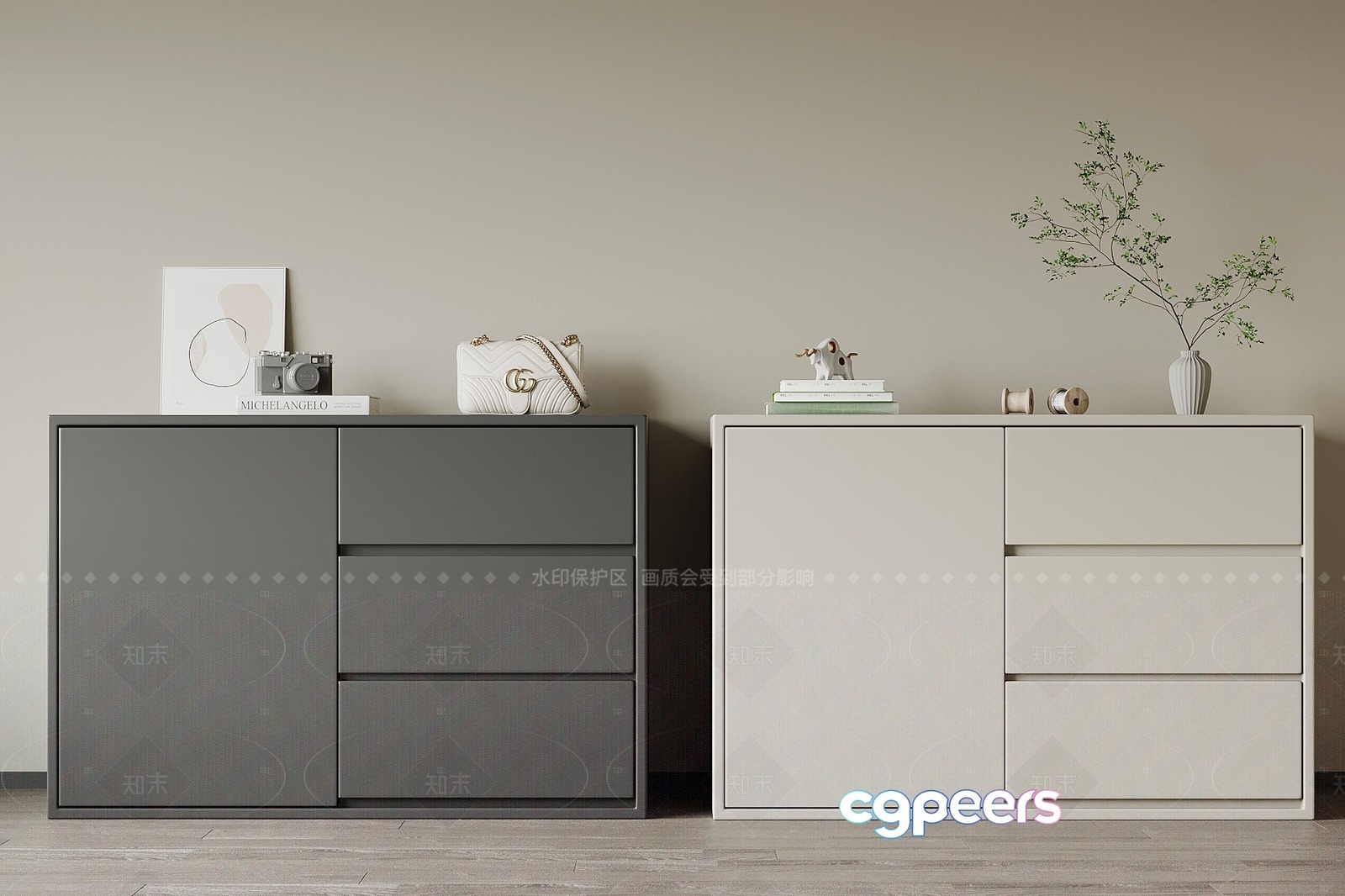 Modern Dresser Set 3D Model - 18877 - VRAY Render