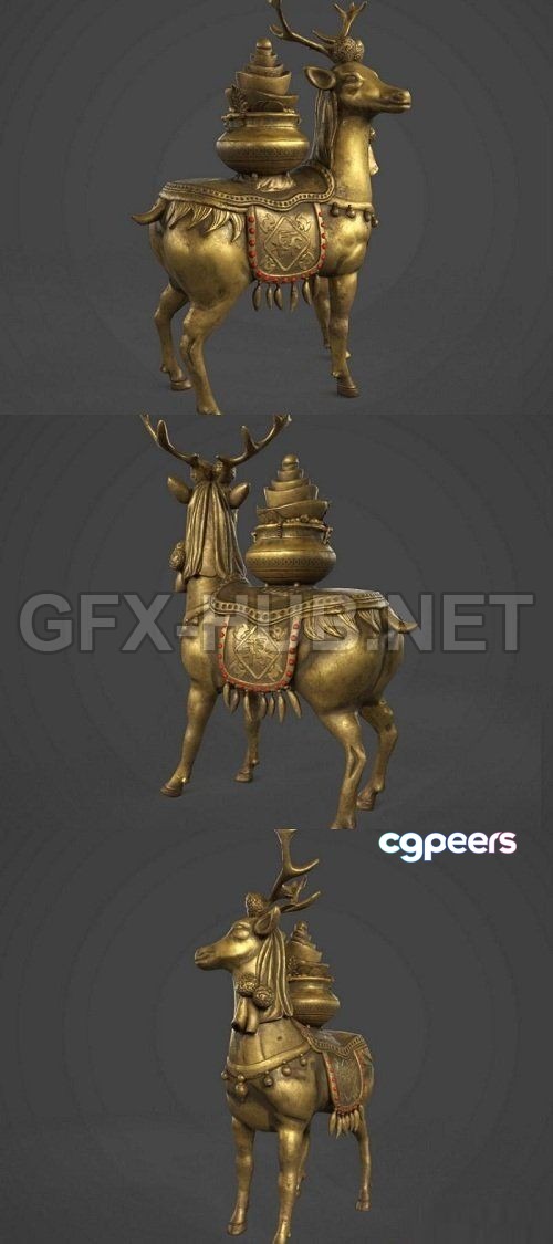 3D Game Assets - Money Deer Statue 3D Model 3D Game Assets - Money Deer Statue 3D Model