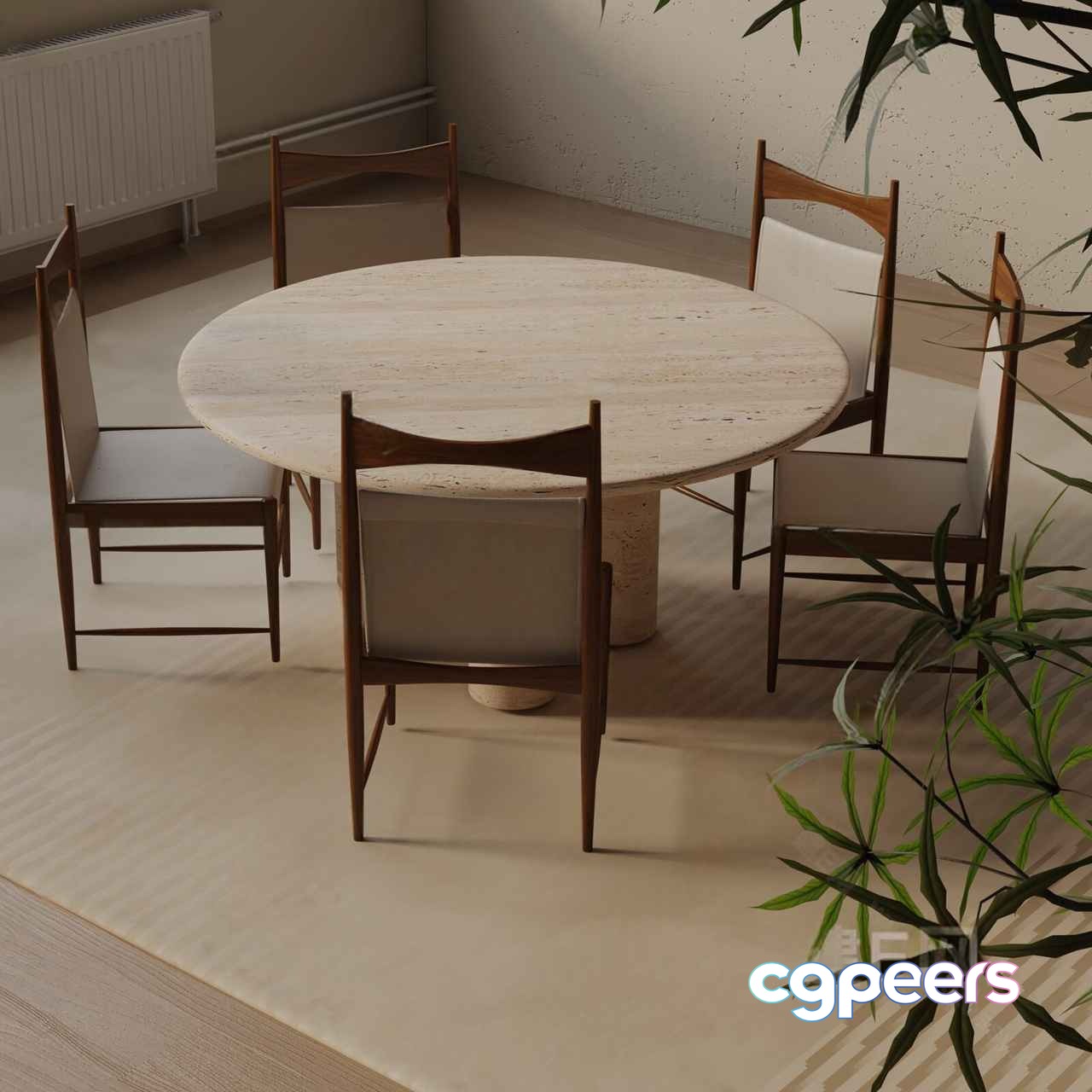 Mid-Century Modern Dining Room 3D Model - 9408 - VRAY Render