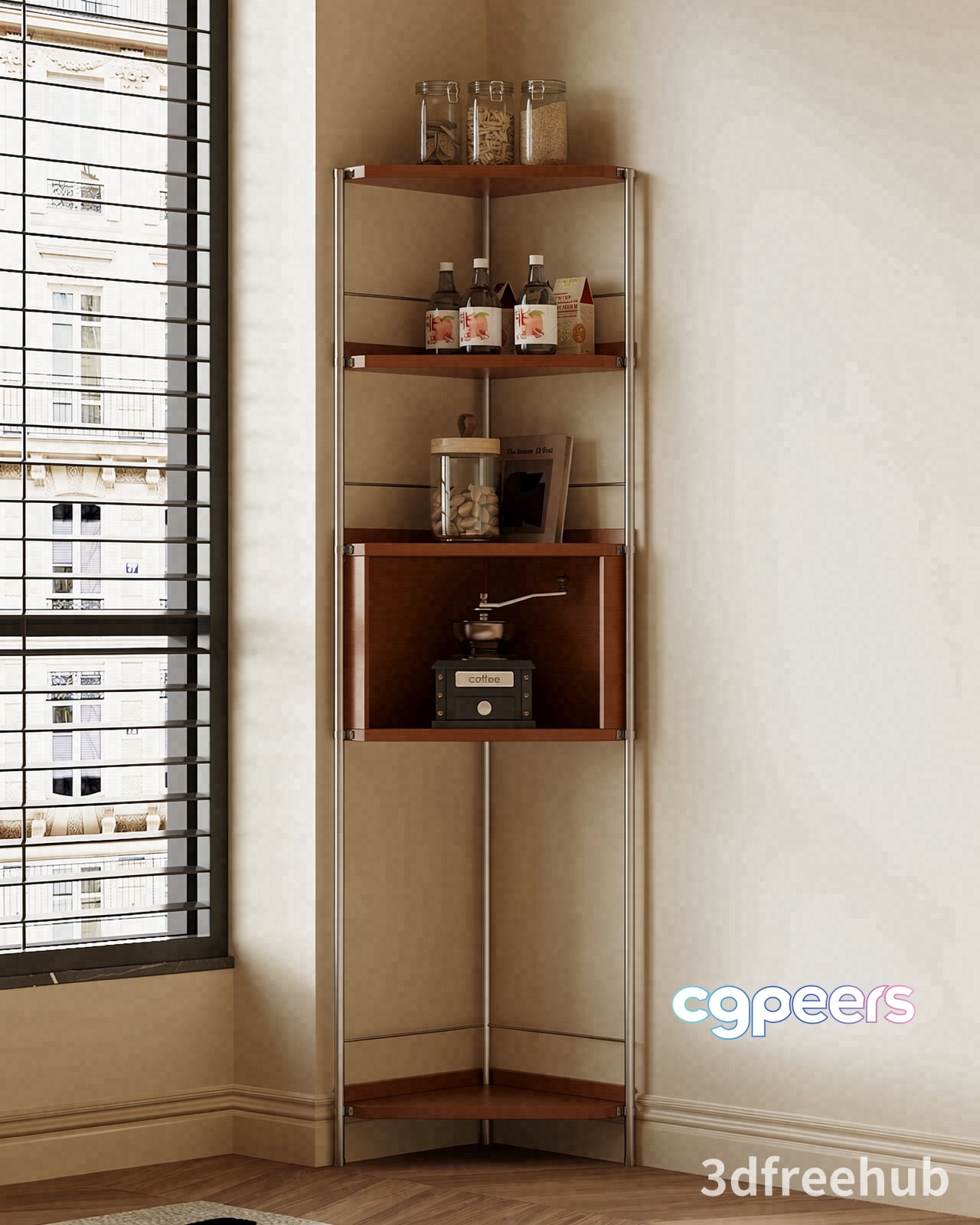 A Corner Shelf 3D Model - 22295 - VRAY Render A Corner Shelf 3D Model - 22295 - VRAY Render