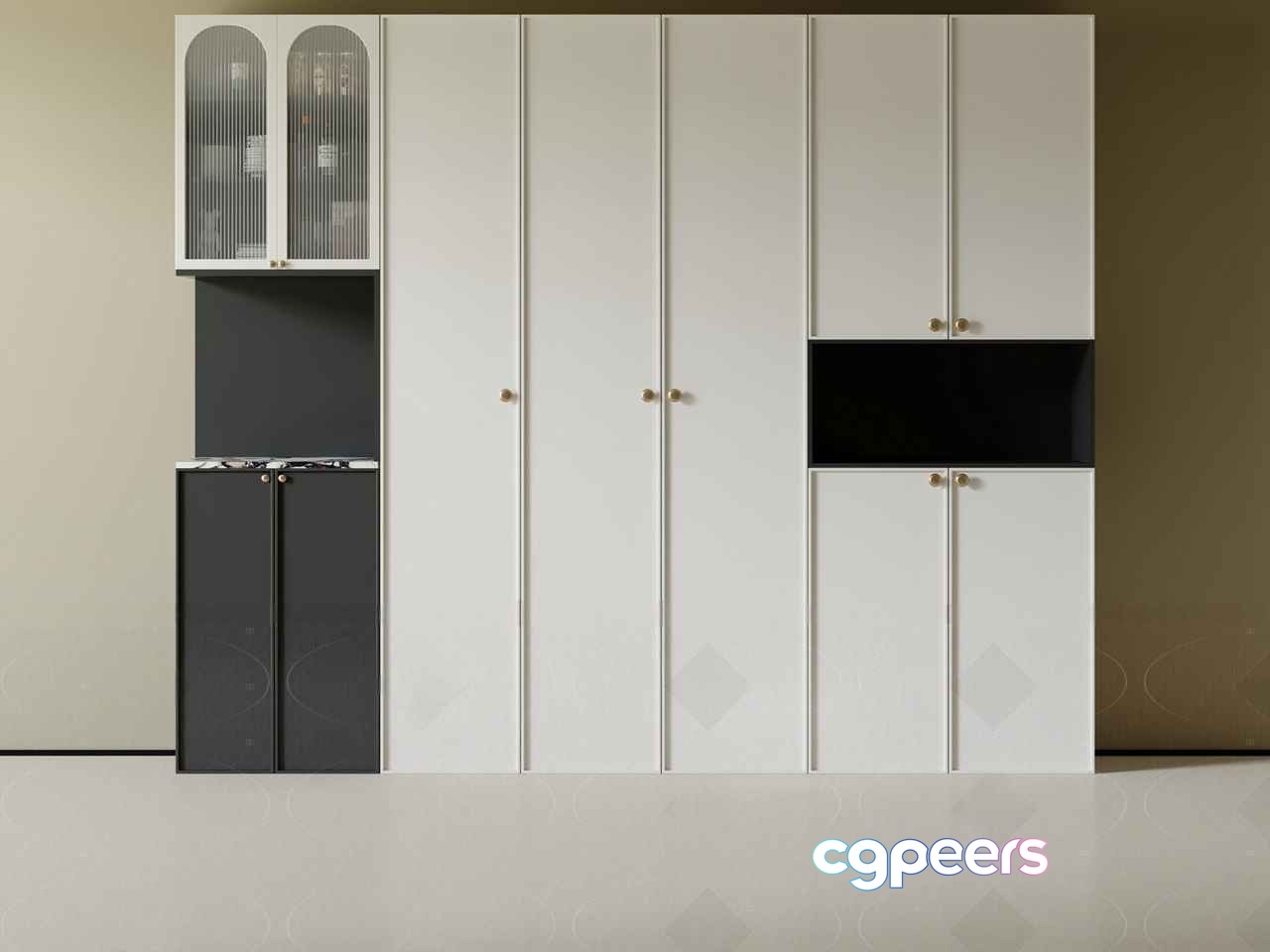 Modern White Cabinets 3D Model - 1999 - VRAY Render Modern White Cabinets 3D Model - 1999 - VRAY Render