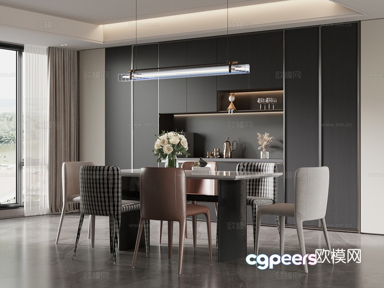 Modern Dining Room 3D Model - 13253 - VRAY Render Modern Dining Room 3D Model - 13253 - VRAY Render