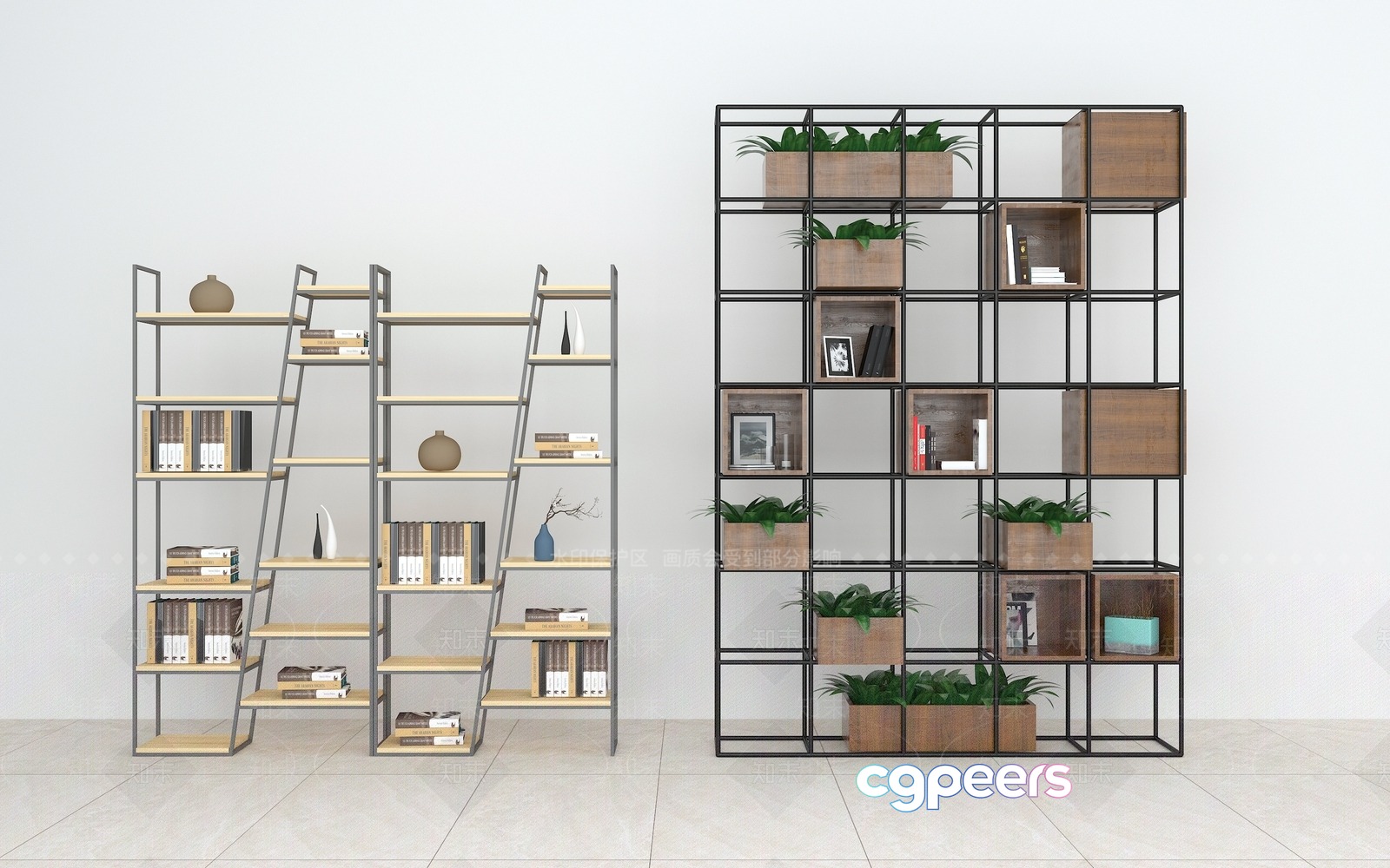 Modern Shelving Units 3D Model - 16940 - VRAY Render Modern Shelving Units 3D Model - 16940 - VRAY Render