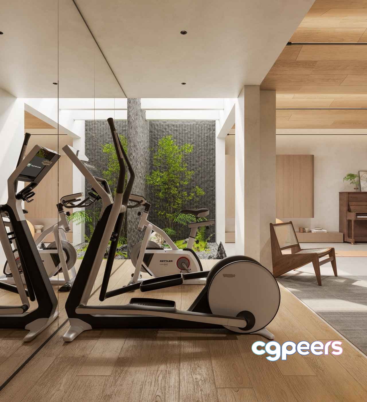 Modern Exercise Room 3D Model - 3840 - VRAY Render