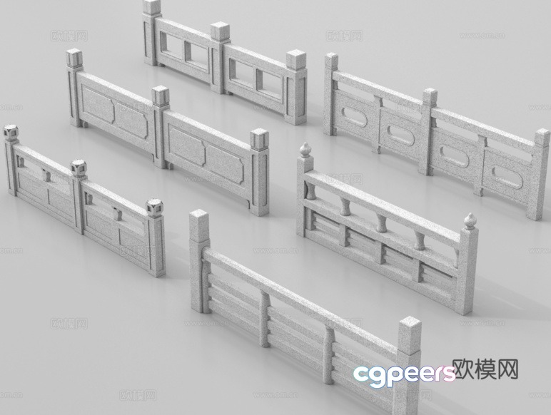 Fence With Decorative Elements 3D Model - 11412 - VRAY Render