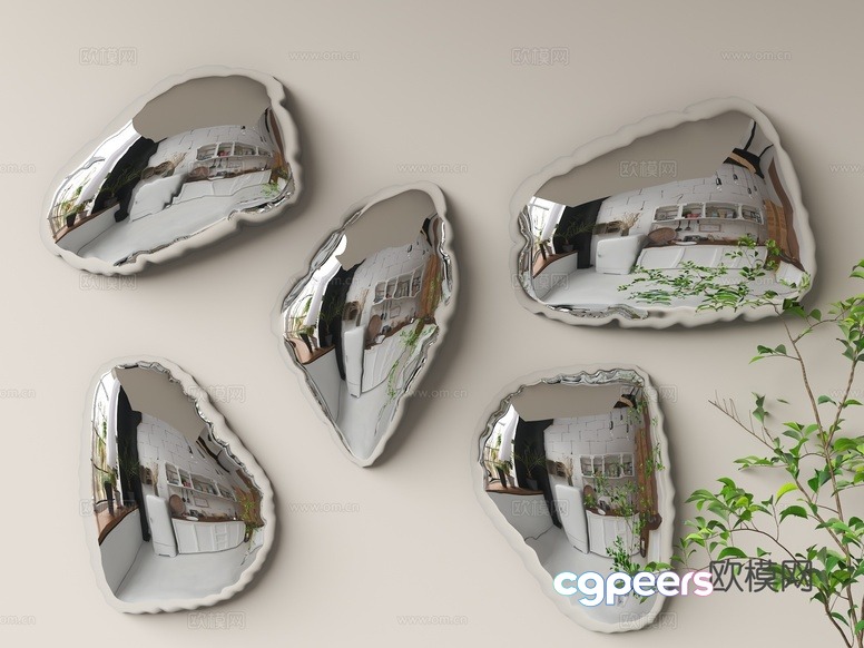 Modern Wall Mirrors 3D Model - 7775 - VRAY Render