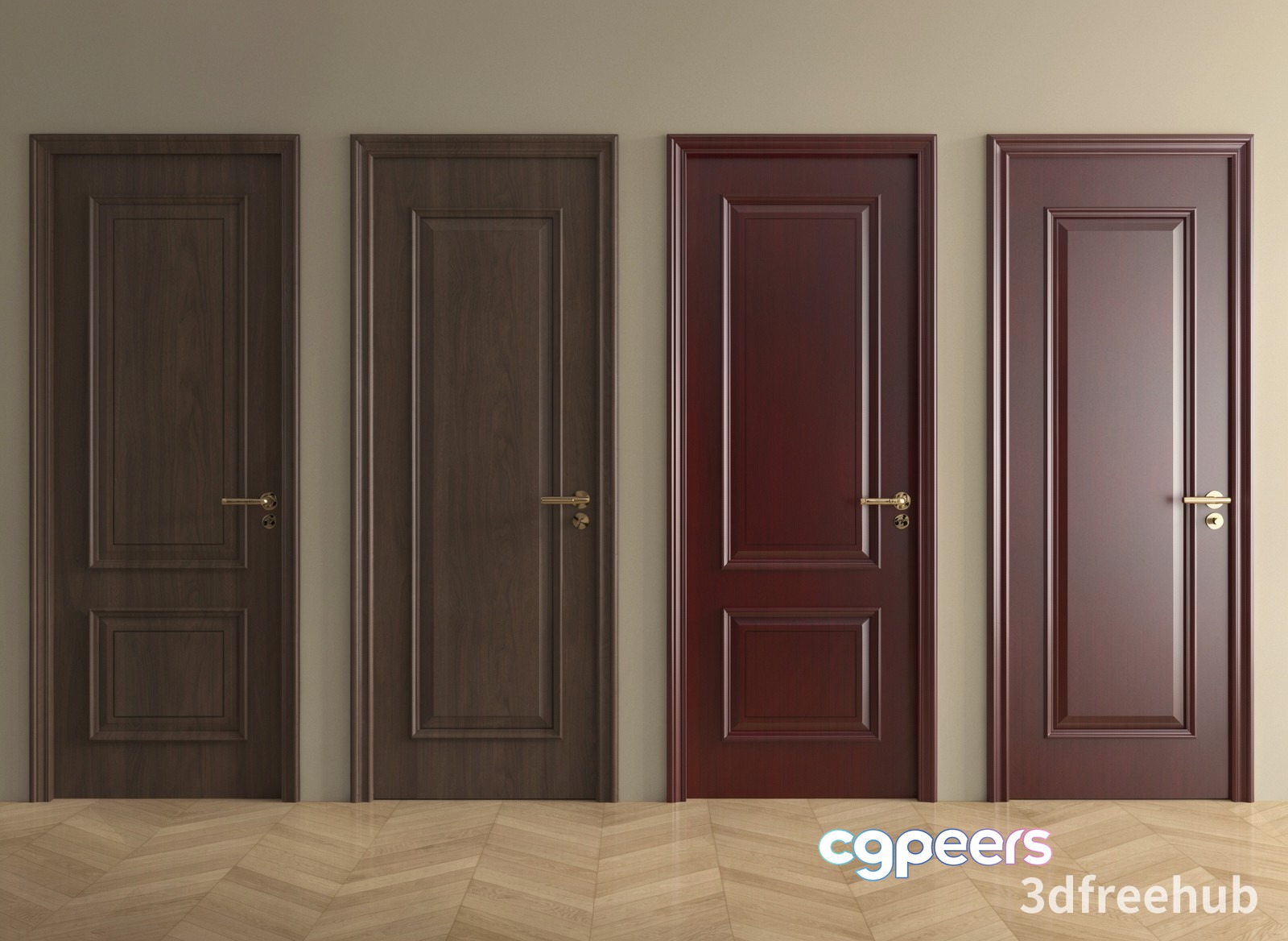 Four Doors 3D Model - 23208 - VRAY Render Four Doors 3D Model - 23208 - VRAY Render