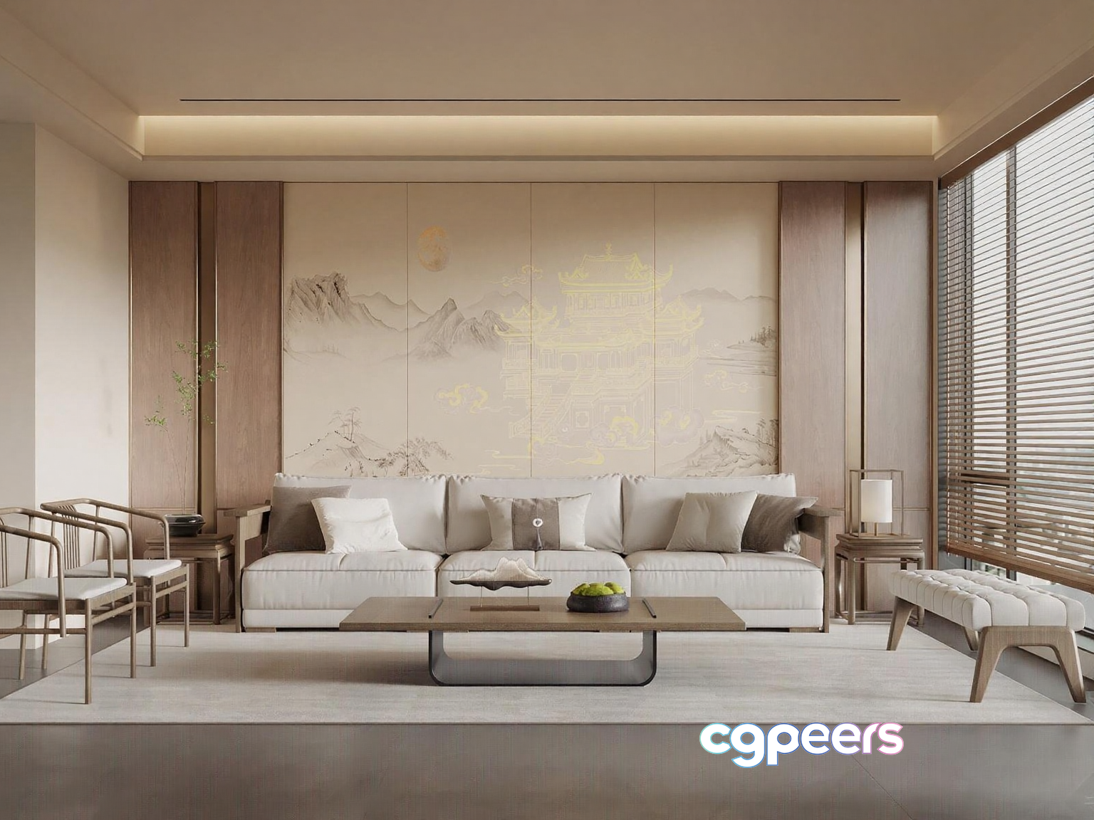 Modern Living Room 3D Model - 3547 - VRAY Render