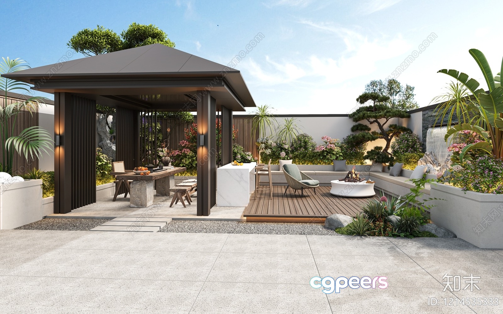 Outdoor Seating Area 3D Model - 9900 - VRAY Render Outdoor Seating Area 3D Model - 9900 - VRAY Render