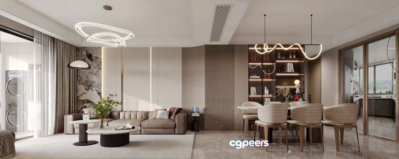Modern Living Room 3D Model - 3945 - CORONA Render