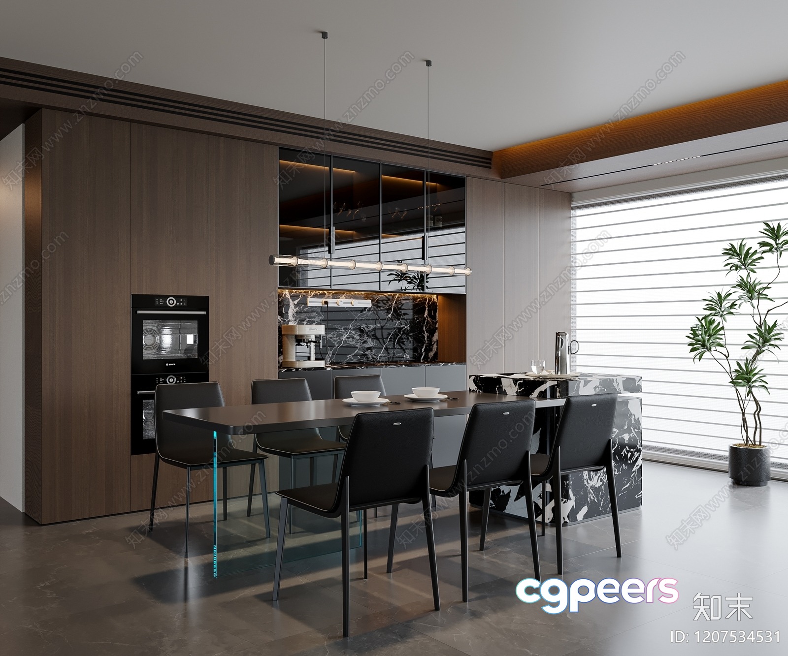 Modern Dining Room 3D Model - 12538 - VRAY Render
