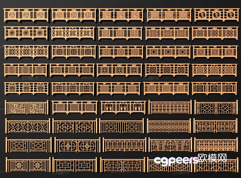 A Collection Of Decorative Railings 3D Model - 2484 - CORONA Render A Collection Of Decorative Railings 3D Model - 2484 - CORONA Render