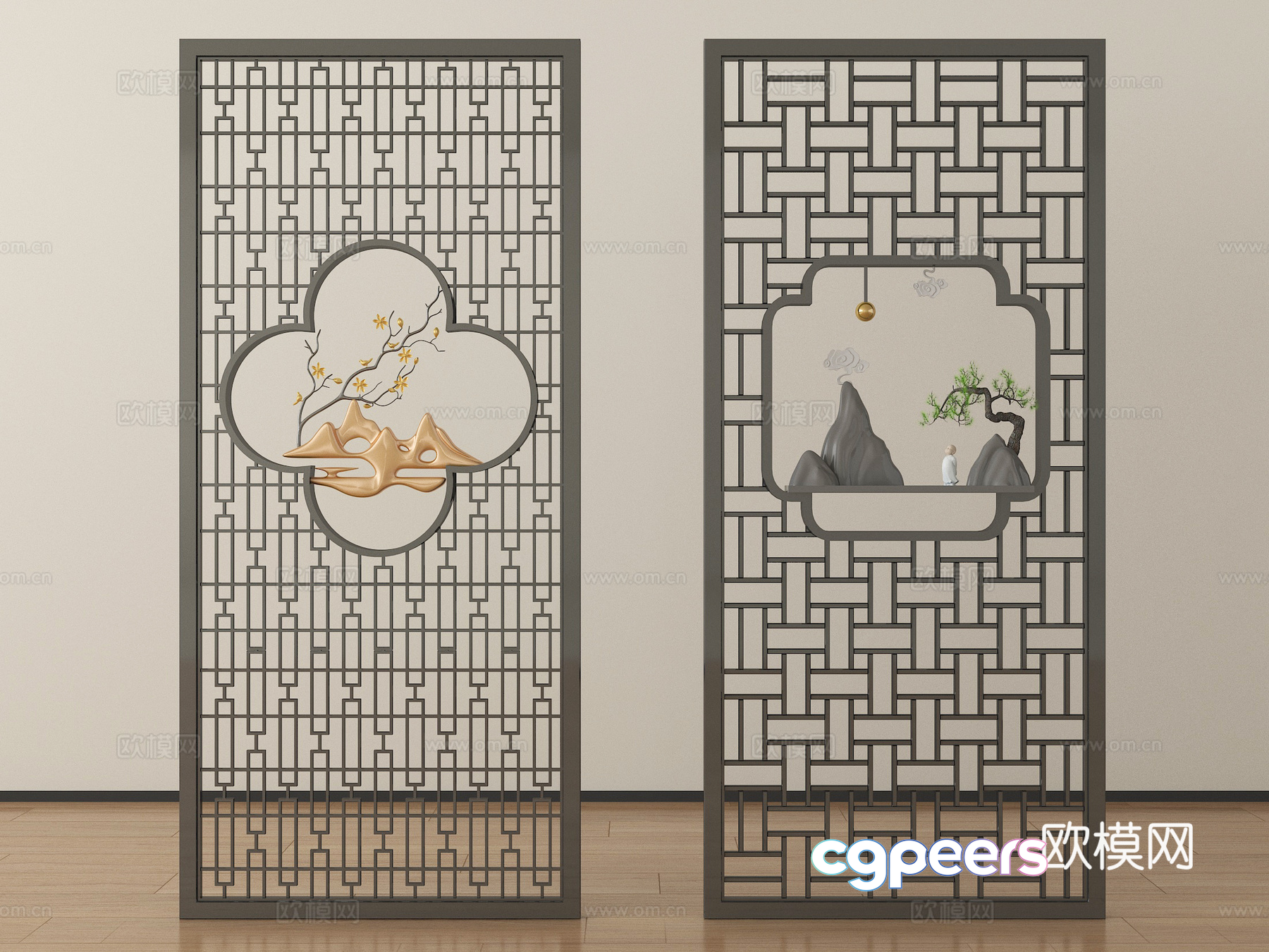 Two Decorative Screens With A Traditional Chinese Design 3D Model - 17983 - VRAY Render Two Decorative Screens With A Traditional Chinese Design 3D Model - 17983 - VRAY Render