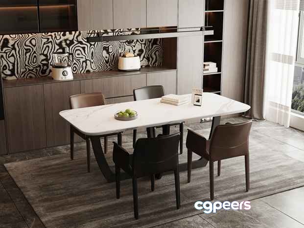 Modern Dining Table 3D Model - 6785 - VRAY Render Modern Dining Table 3D Model - 6785 - VRAY Render