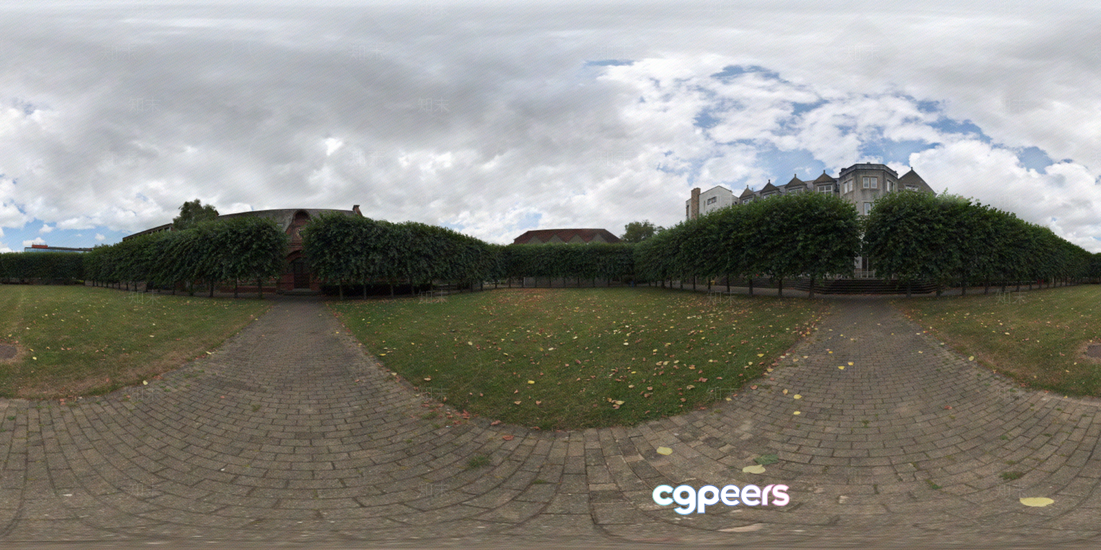 A Large Building With A Green Lawn 3D Model - 882 - VRAY Render
