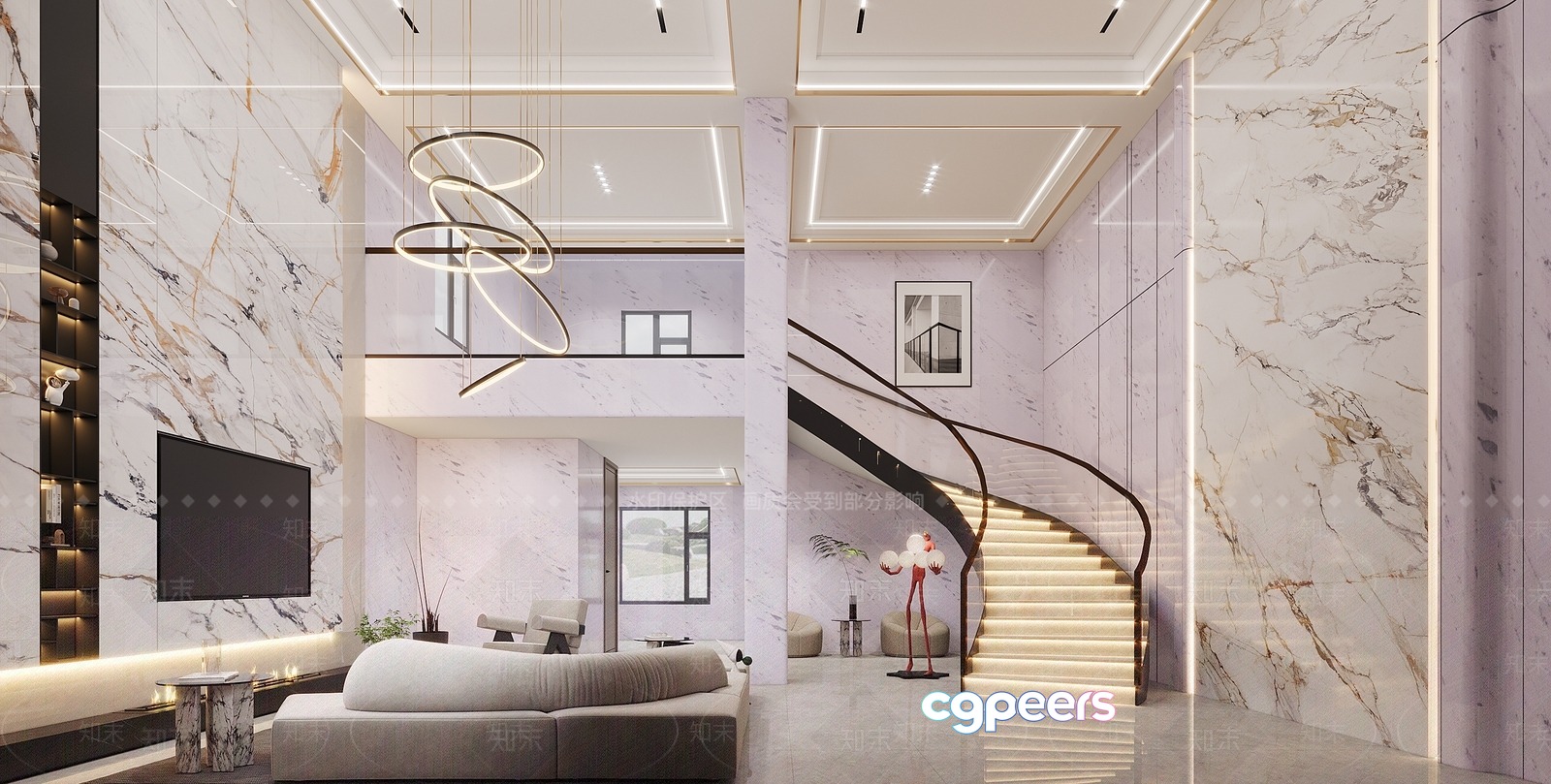 Modern Living Room 3D Model - 3489 - VRAY Render