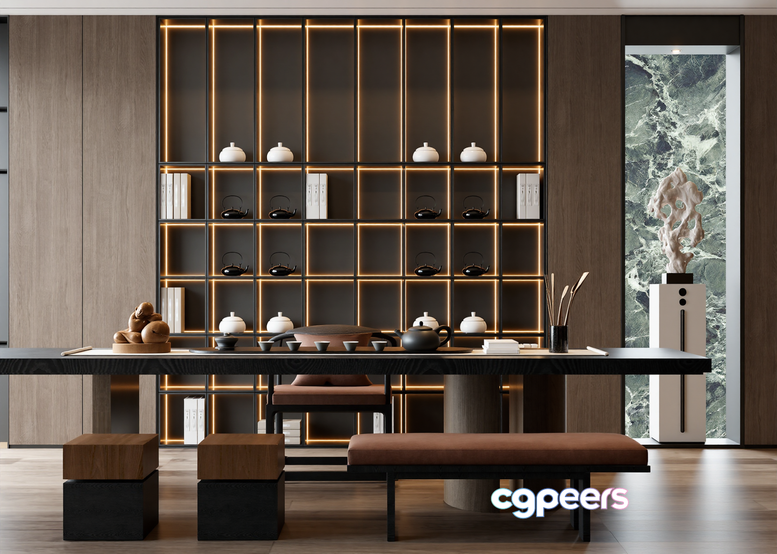 Modern Asian-Inspired Dining Room 3D Model - 17569 - VRAY Render Modern Asian-Inspired Dining Room 3D Model - 17569 - VRAY Render