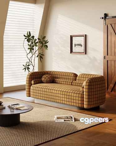 Modern Living Room 3D Model - 5077 - VRAY Render