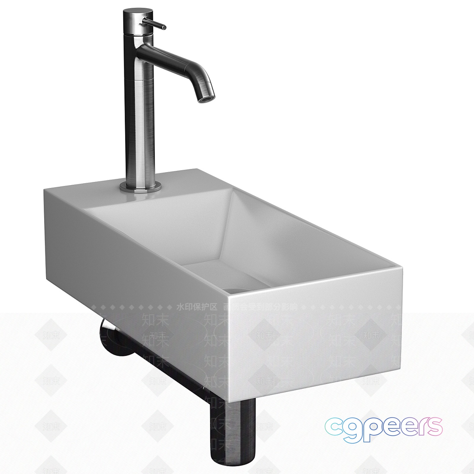 A Silver Sink 3D Model - 1307 - VRAY Render A Silver Sink 3D Model - 1307 - VRAY Render