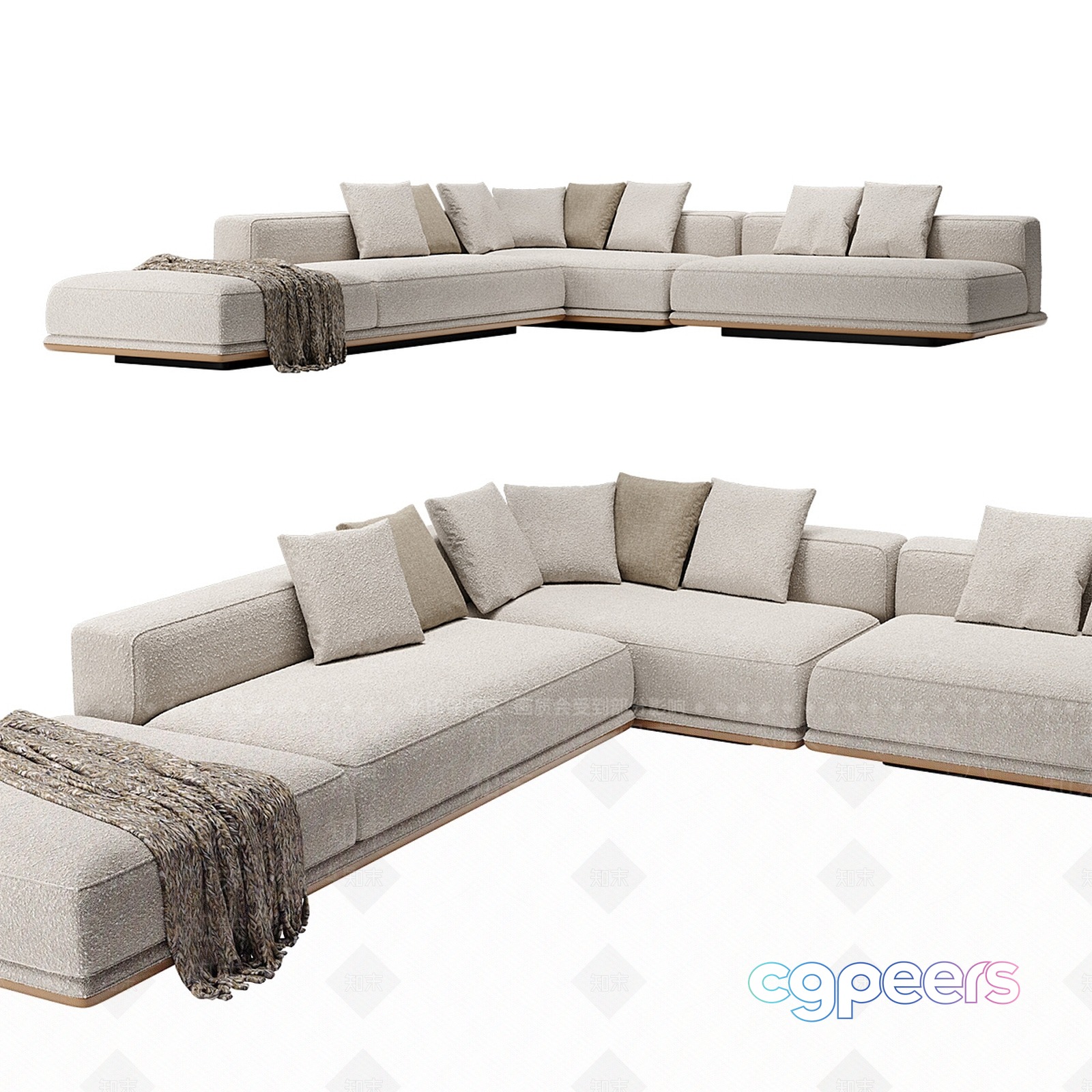 Modern Beige Sectional Sofa 3D Model - 19129 - VRAY Render Modern Beige Sectional Sofa 3D Model - 19129 - VRAY Render