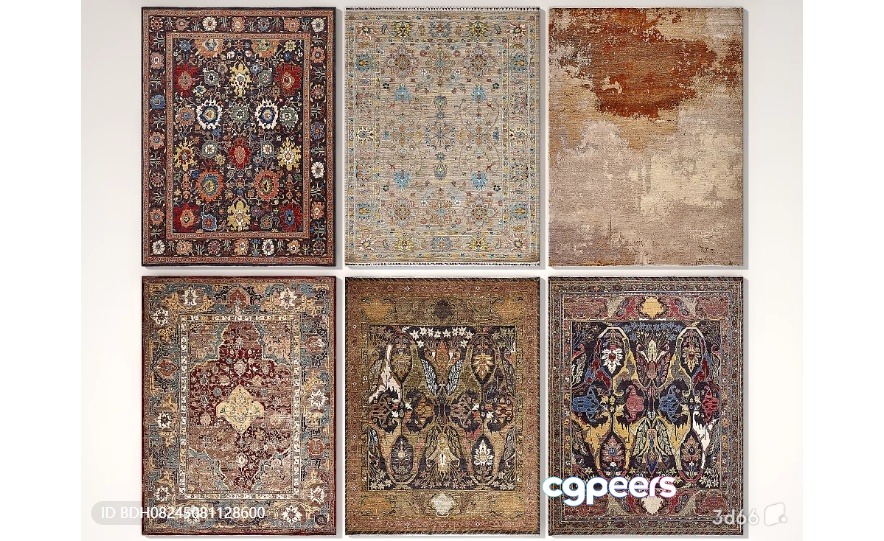 Vintage Patterned Rugs 3D Model - 694 - VRAY Render Vintage Patterned Rugs 3D Model - 694 - VRAY Render