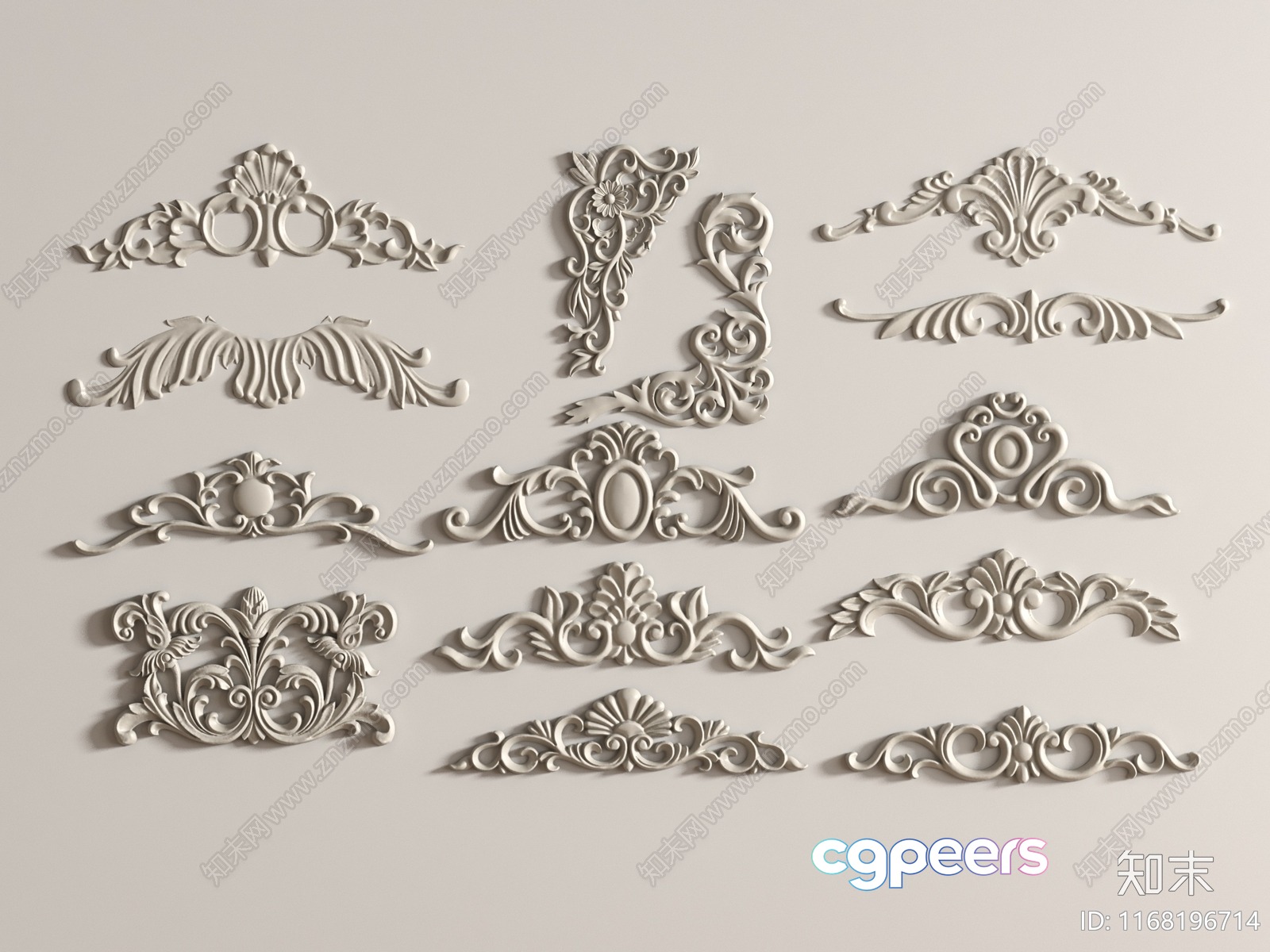 Ornate White Designs 3D Model - 13679 - VRAY Render
