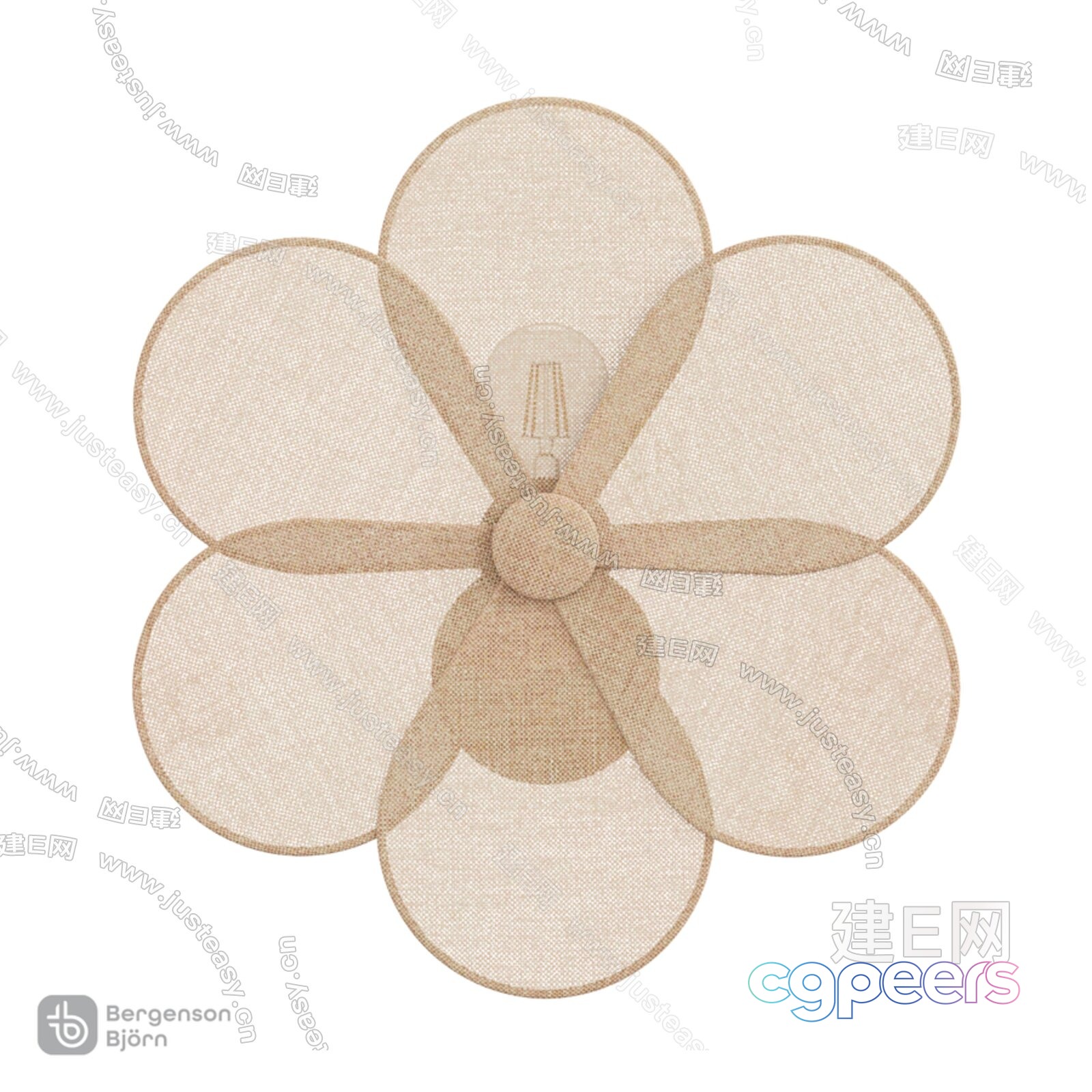 A Beige Flower-Shaped Light Fixture 3D Model - 2565 - VRAY Render A Beige Flower-Shaped Light Fixture 3D Model - 2565 - VRAY Render