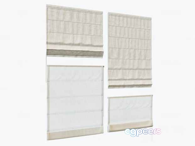 White Roman Shades 3D Model - 14545 - CORONA Render