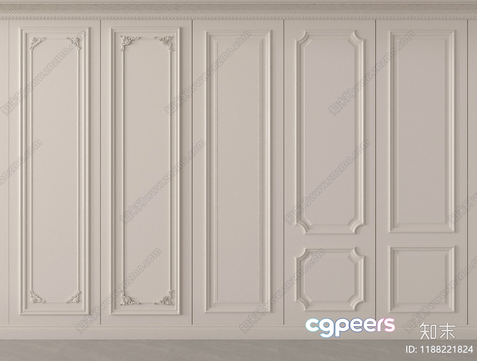 White Decorative Wall Paneling 3D Model - 13702 - VRAY Render White Decorative Wall Paneling 3D Model - 13702 - VRAY Render